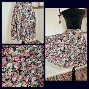 Vintage Plus Size Floral Skirt Ruffle Grunge Whimsy